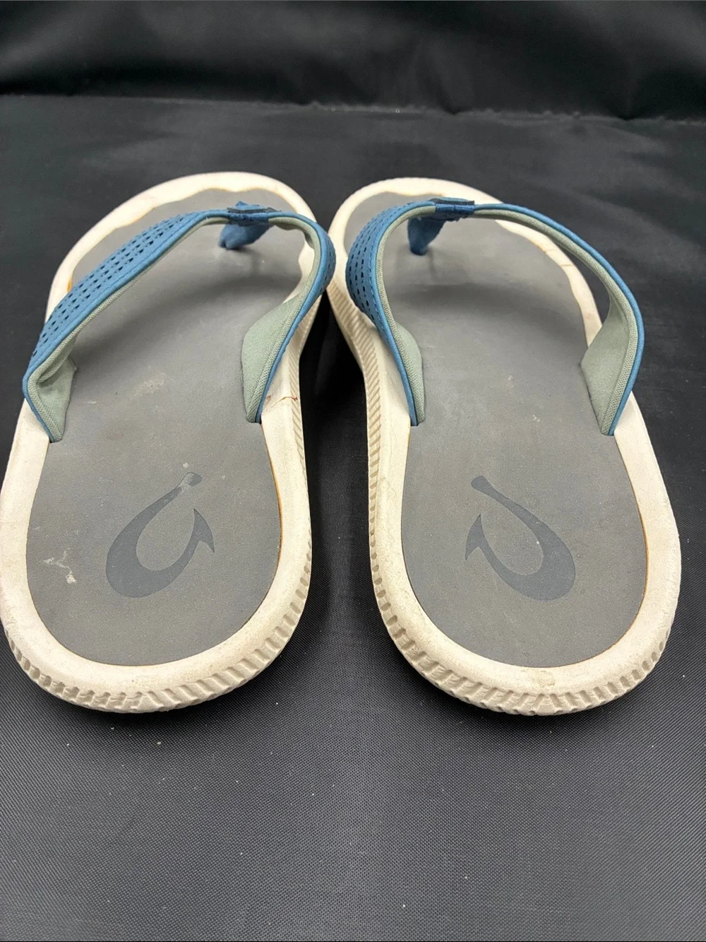 OluKai Blue and Gray Men’s Waterproof Flip-Flops size 8
